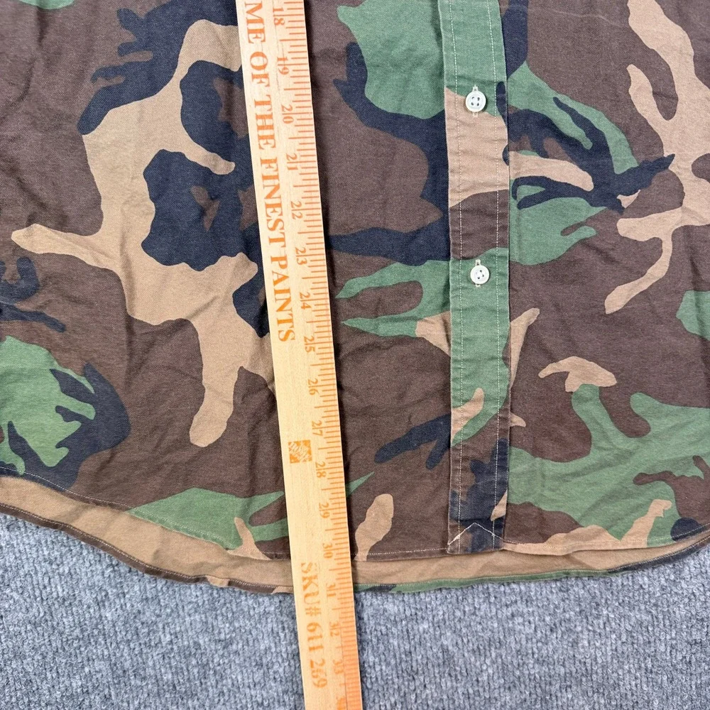 Polo Ralph Lauren Shirt Mens XL Green Brown Woodland Camo Long Sleeve Oxford